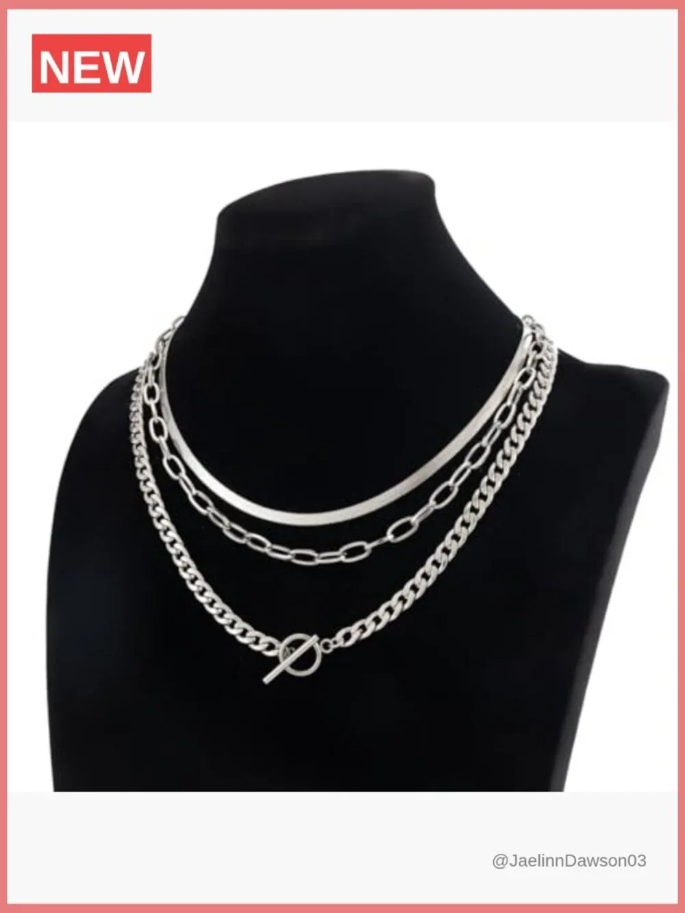 Layered Silver Chain Necklace Set 3 Layers Stainless Steel Trendy Stack Choker